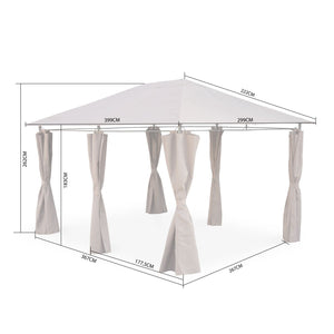 3x4m pergola da giardino  struttura in alluminio con tende scorrevoli,