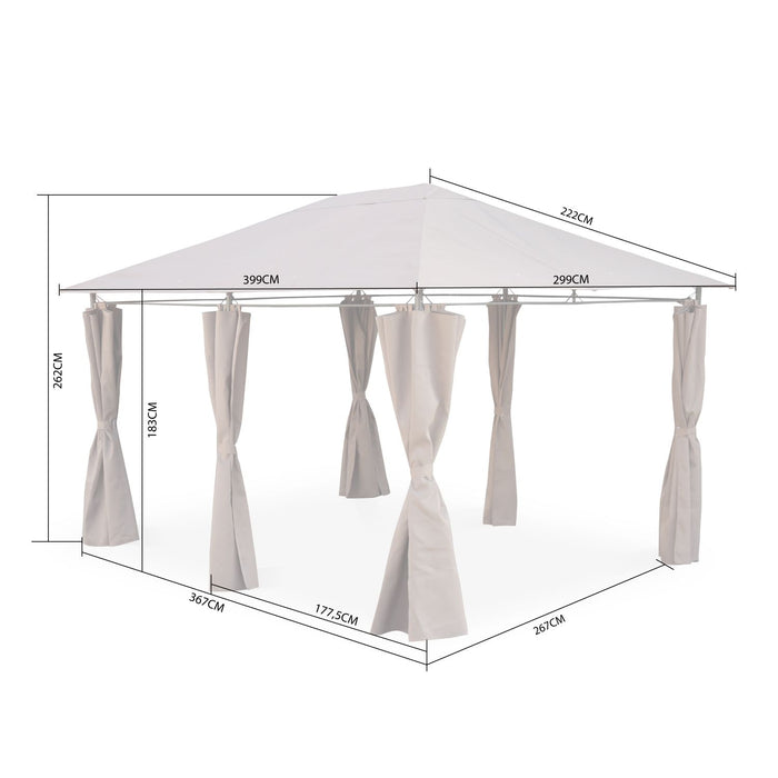 3x4m pergola da giardino  struttura in alluminio con tende scorrevoli,