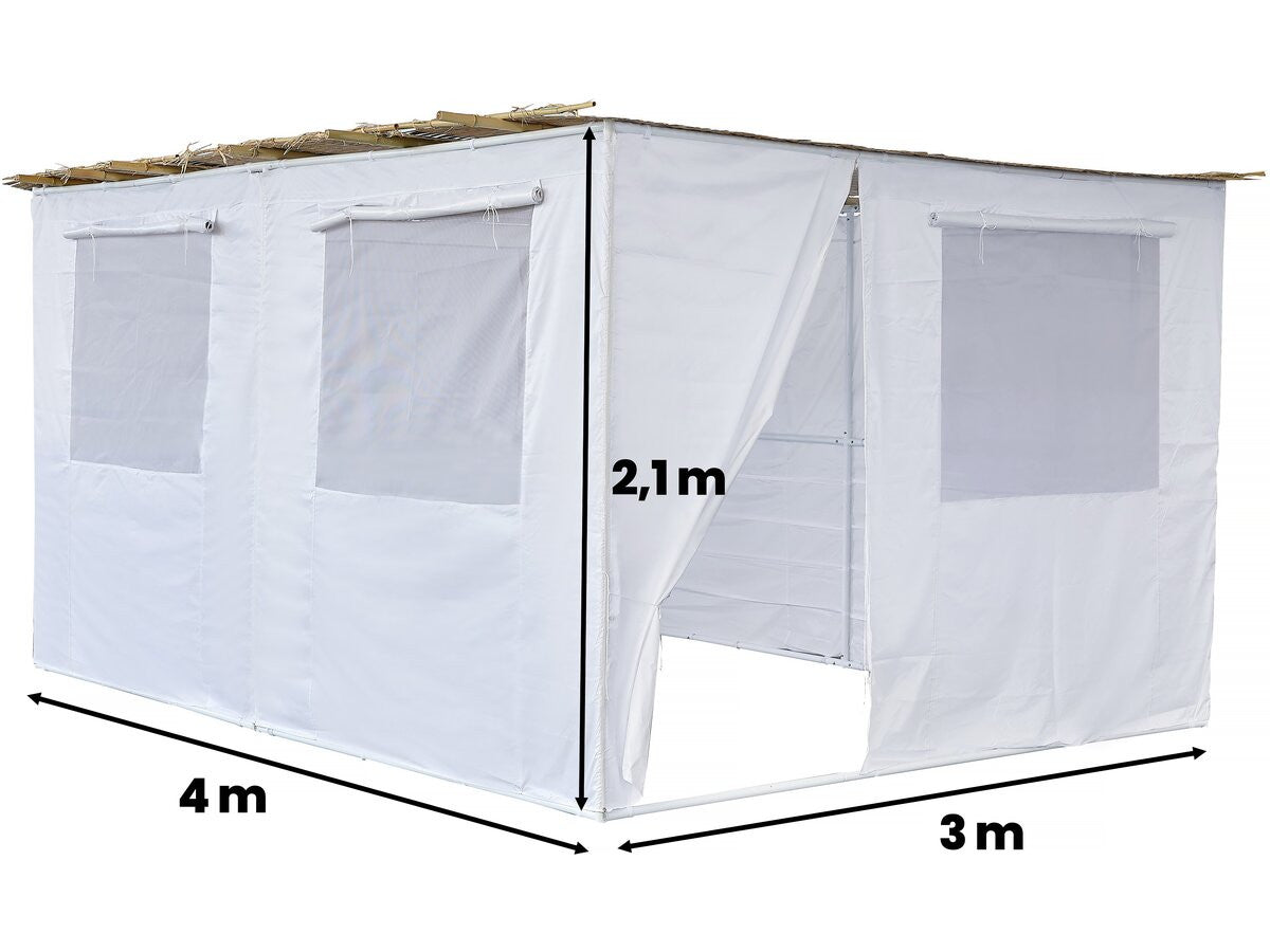 Sukkah in kit NINA regolabile - 4 x 3 - 4 rotoli di bambù e 4 doghe di legno