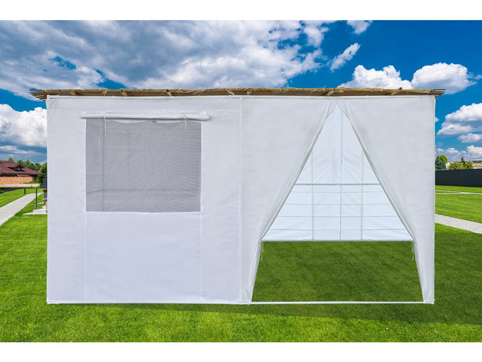 Sukkah in kit NINA regolabile - 4 x 3 - 4 rotoli di bambù e 4 doghe di legno