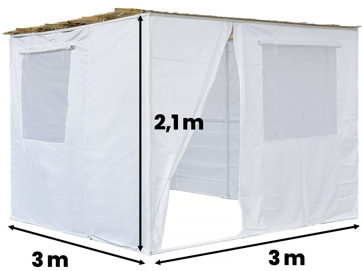 Sukkah in NINA Kit regolabile 3 x 3 -3 rotoli di bambù e 3 doghe di legno