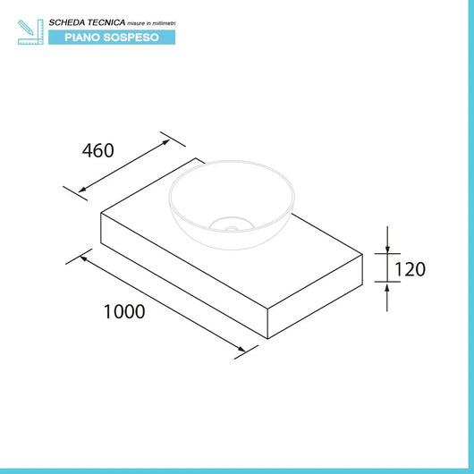 Top per lavabo da 100 cm in legno MDF rovere bali Sumo