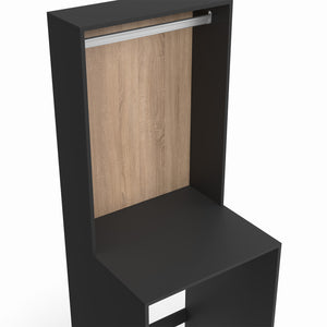 IDMarket - Top WALLIS per lavatrice con spazio per appendere, nero e legno effetto faggio