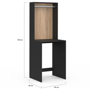 IDMarket - Top WALLIS per lavatrice con spazio per appendere, nero e legno effetto faggio