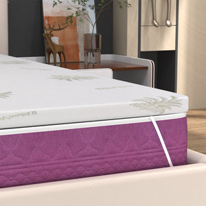 Topper  Matrimoniale Memory Foam Sfoderabile 180x200 Alto 5 cm – Correttore per Materasso, con Rivestimento Aloe Vera, Traspirante e Ortopedico – Made in Italy – Coprimaterasso con 4 Angoli Elastici