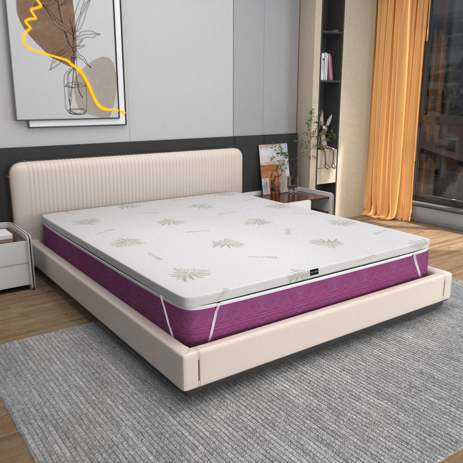 Topper Matrimoniale Memory Foam Sfoderabile 160x190 Alto 5 cm – Correttore per Materasso, con Rivestimento Aloe Vera, Traspirante e Ortopedico – Made in Italy – Coprimaterasso con 4 Angoli Elastici