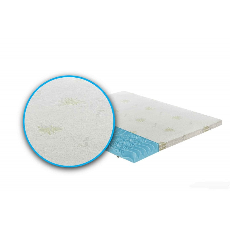 Topper correttore fresh memory pantografato alto 5cm 9 zone - rivestimento all’aloe vera - 80x190