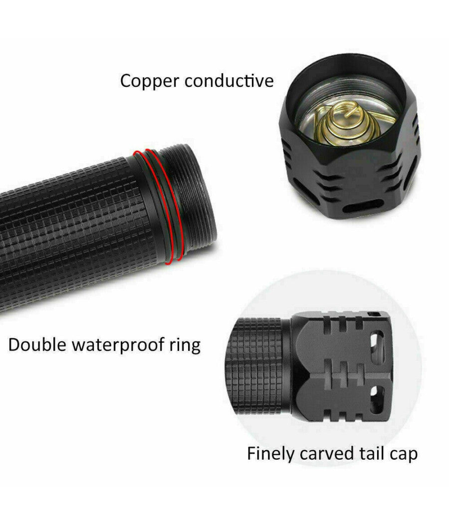 Torcia 258000w Tattica/militare Led T6 Ricaricabile Zoom Doppia Batteria P516-p70         