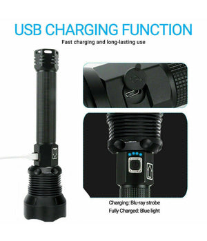 Torcia 258000w Tattica/militare Led T6 Ricaricabile Zoom Doppia Batteria P516-p70         