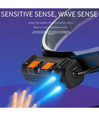 Trade Shop - Torcia Da Testa Frontale Sensore Movimento 68 Led Luce Bianca Rossa Blu -