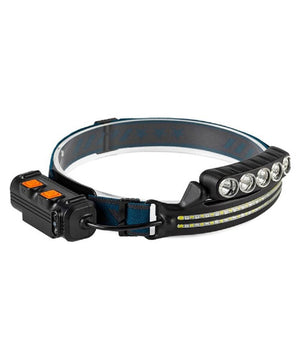 Trade Shop - Torcia Da Testa Frontale Sensore Movimento 68 Led Luce Bianca Rossa Blu -