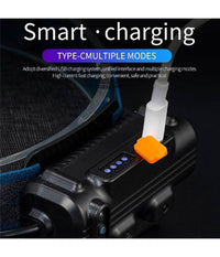 Trade Shop - Torcia Da Testa Frontale Sensore Movimento 68 Led Luce Bianca Rossa Blu -