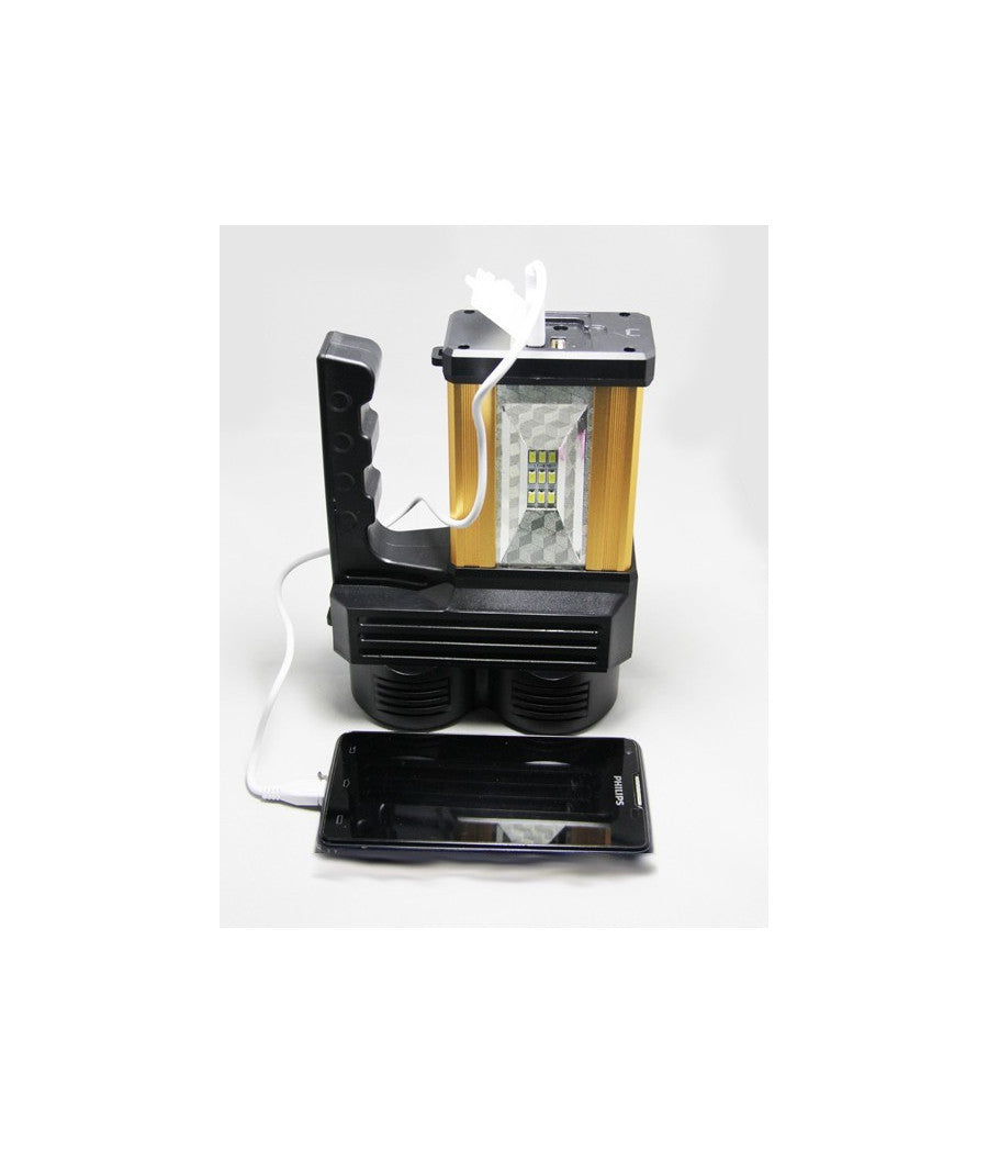 Torcia Lampada A Led Ricaricabile Emergenza 10w 200 Metri Usb Luce Gialla Bianca         