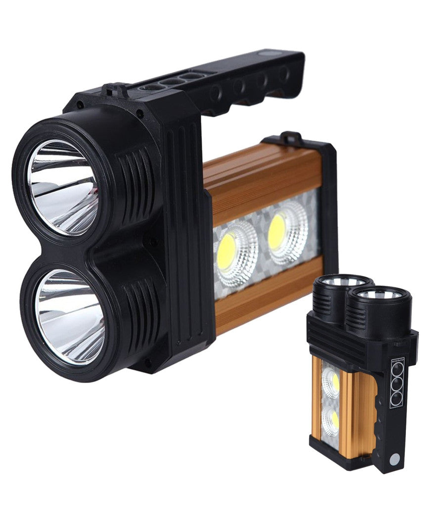 Torcia Lampada A Led Ricaricabile Emergenza 10w 200 Metri Usb Luce Gialla Bianca         