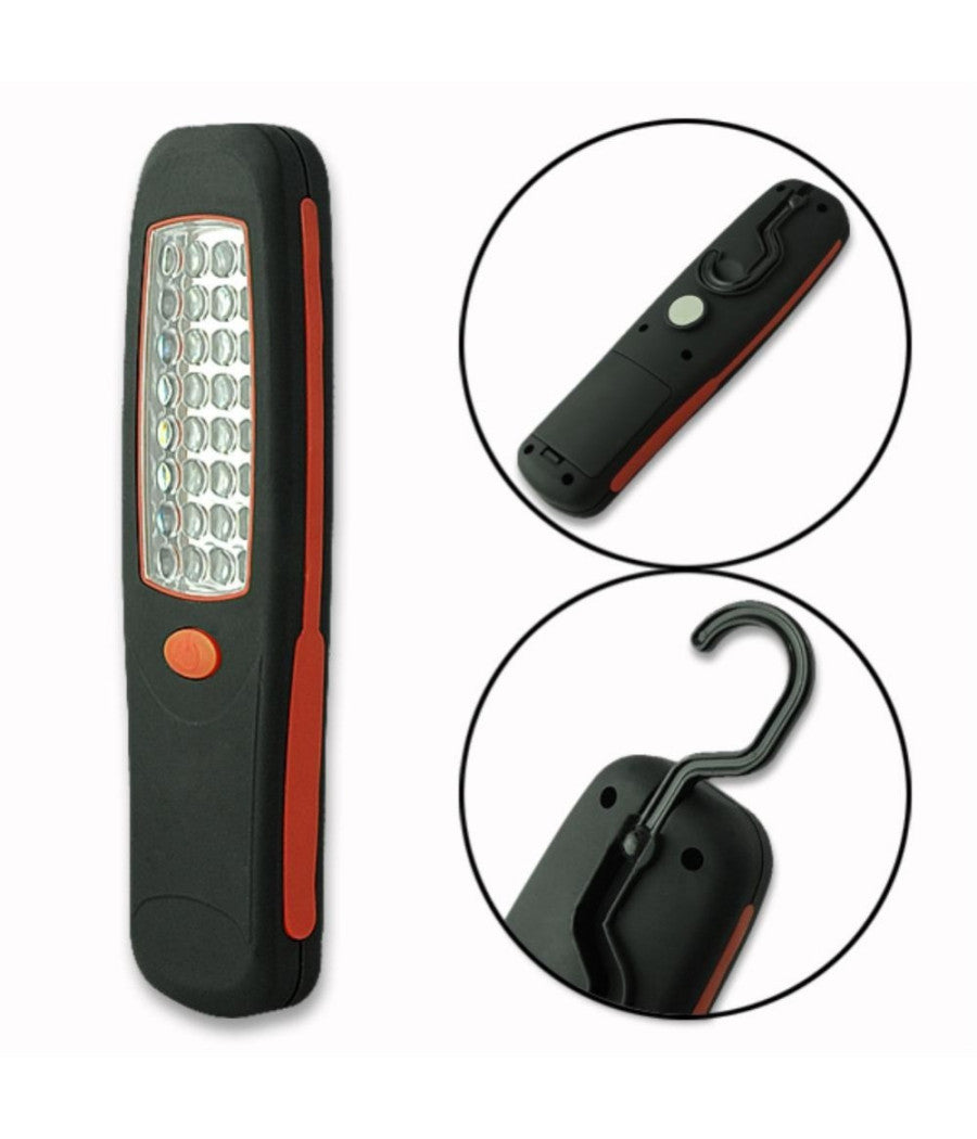 Torcia Lampada Calamita Gancio 30 Led + 7 Led Per Casa Auto Ufficio Emergenza         