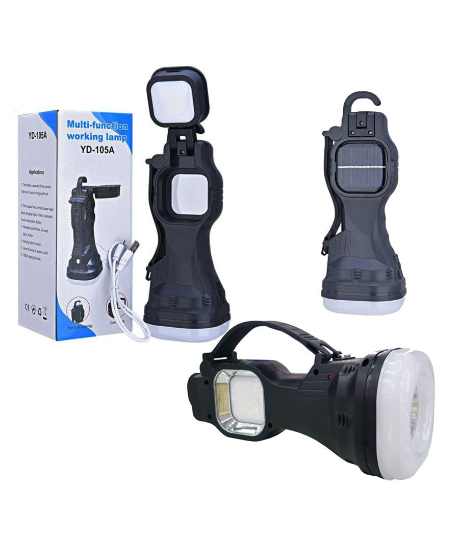 Torcia Lampada Emergenza 26 Led Smd Cob Ricaricabile Portatile Pannello Solare         