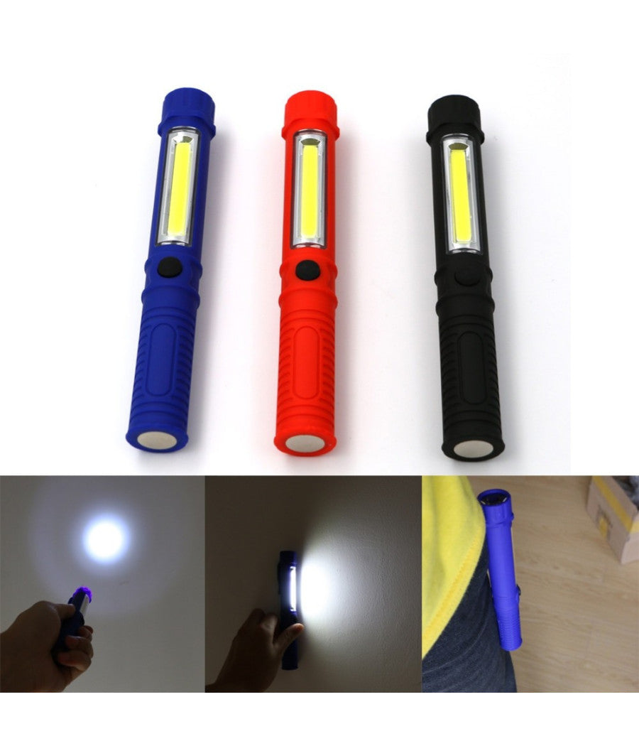 Torcia Lampada Emergenza A Led Cob Con Calamita Da Lavoro Luce Portatile Sos         