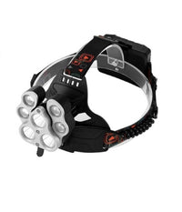 Torcia Lampada Frontale 7 Led Ricaricabile Pesca Grotte Fascio Luce Bianca         