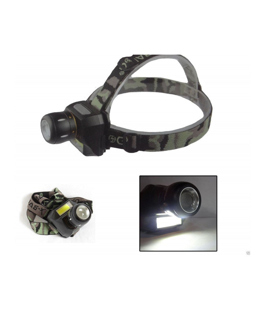 Torcia Lampada Frontale A 2 Led Cree Cob Ricaricabile 2 Luci Bl-6916a         