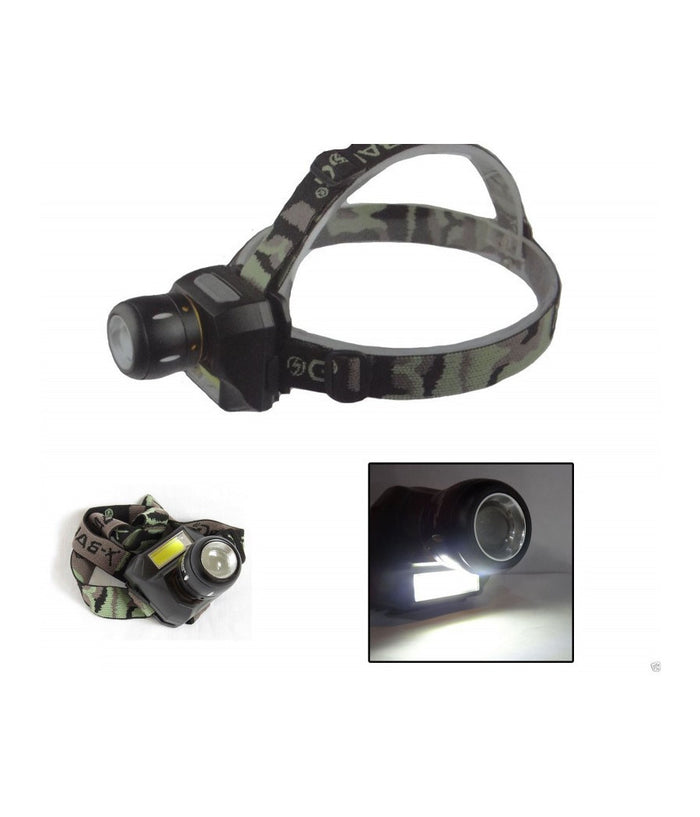 Torcia Lampada Frontale A 2 Led Cree Cob Ricaricabile 2 Luci Bl-6916a         