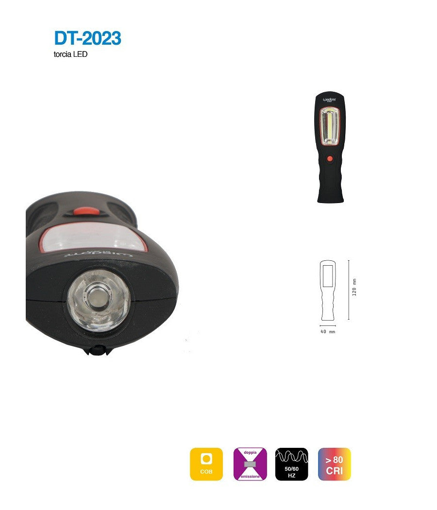 Torcia Lampada Led Cob Appendibile Doppia Emissione Di Luce Da Campeggio Dt-2023         