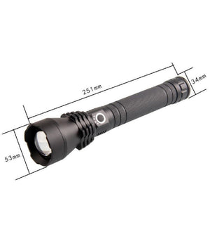 Torcia Lampada Led Cree P50 Ricaricabile 2000 Lumen 80000 W Zoom Doppia Batteria         