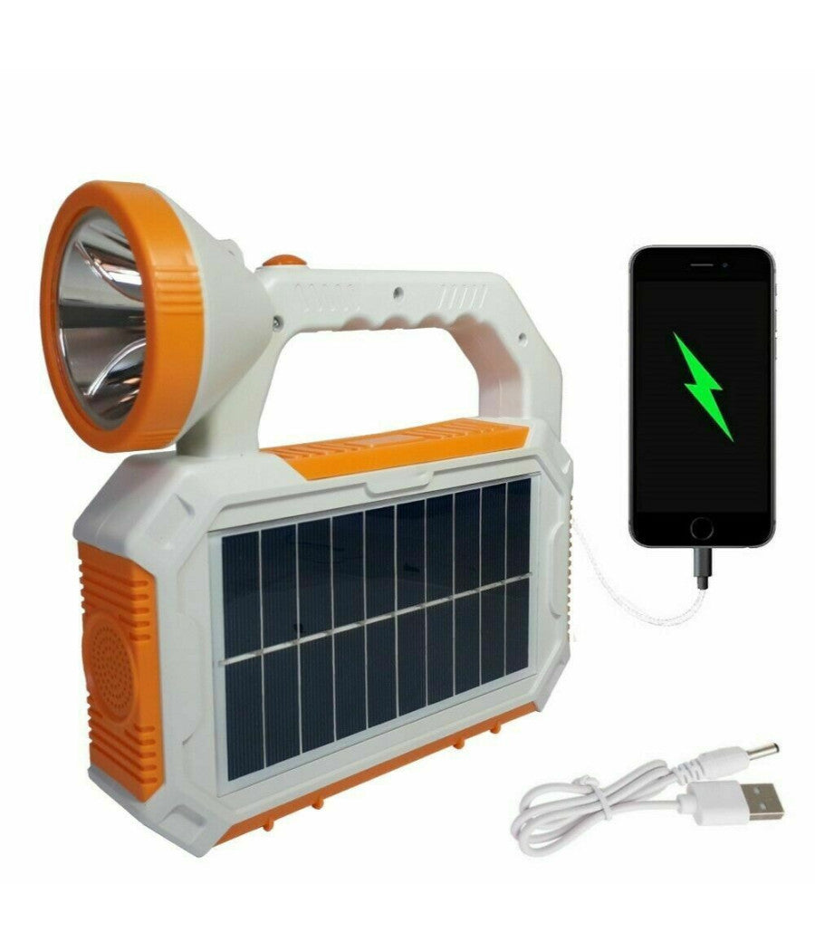 Torcia Lampada Pannello Solare Portatile Ricaricabile Led 40+1led Sos Usb Jfs-101         