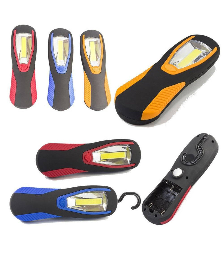Torcia Lampada Portatile A Led Cob Striscia Led Cob Calamitata Con Gancio 3 Watt         