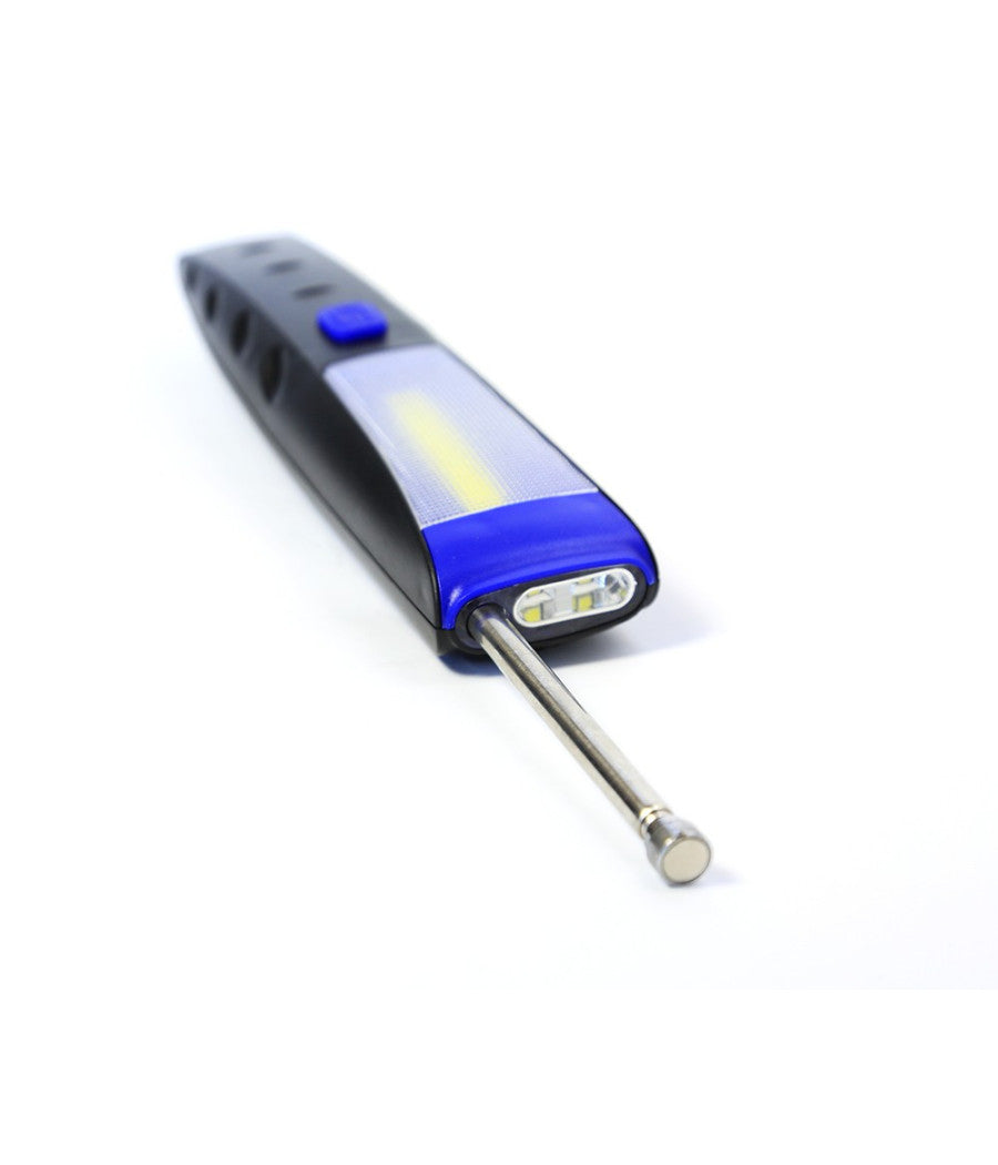 Torcia Lampada Portatile Led Strip Cob + 2 Led Doppia Calamita Estensibile 30 Cm         