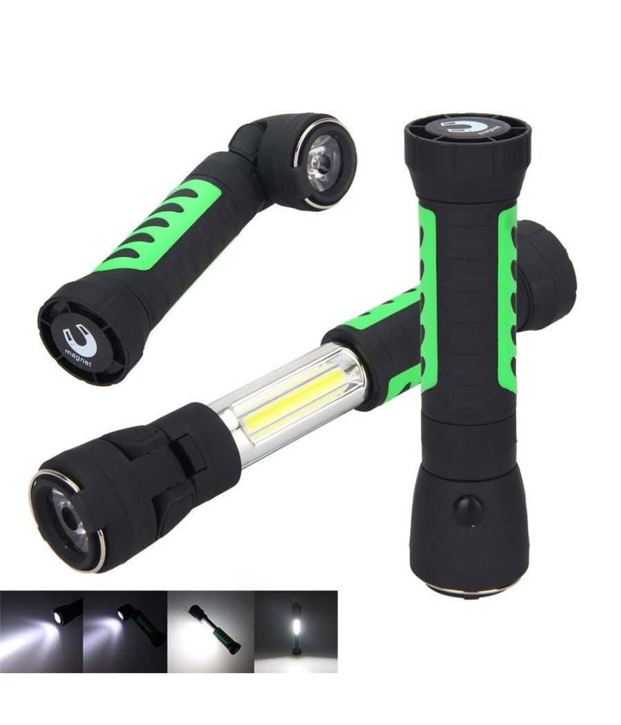 Torcia Lampada Portatile Ricaricabile Led Strip Cob Base Calamitata Allungabile         