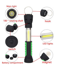 Torcia Lampada Portatile Ricaricabile Led Strip Cob Base Calamitata Allungabile         