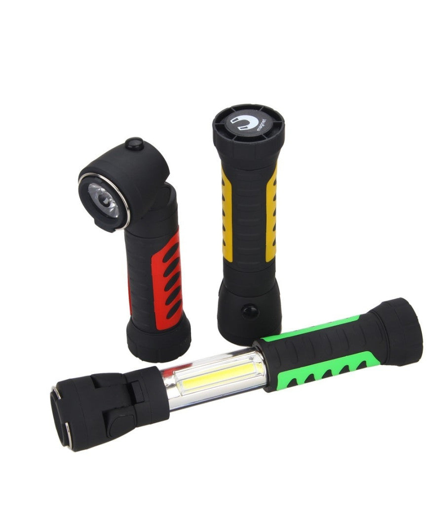 Torcia Lampada Portatile Ricaricabile Led Strip Cob Base Calamitata Allungabile         