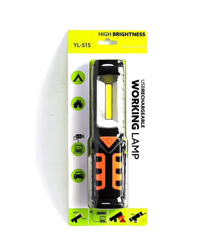 Torcia Lampada Portatile Ricaricabile Led Strip Cob - Base Orientabile E Ganci         