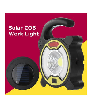 Torcia Led Cob Emergenza Luce Faro Da Lavoro Ricaricabile Con Pannello Solare         