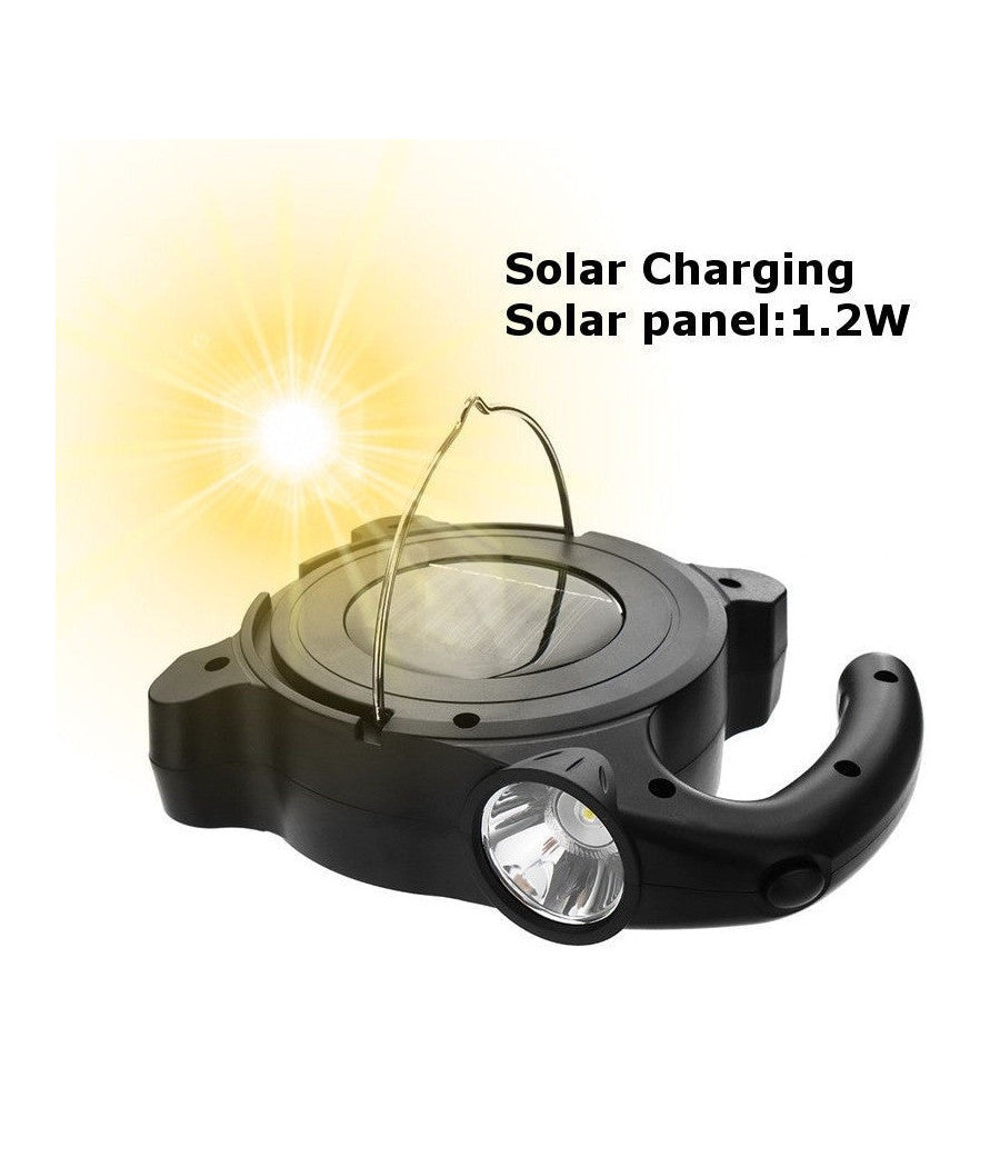 Torcia Led Cob Emergenza Luce Faro Da Lavoro Ricaricabile Con Pannello Solare         