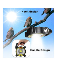 Torcia Led Cob Emergenza Luce Faro Da Lavoro Ricaricabile Con Pannello Solare         