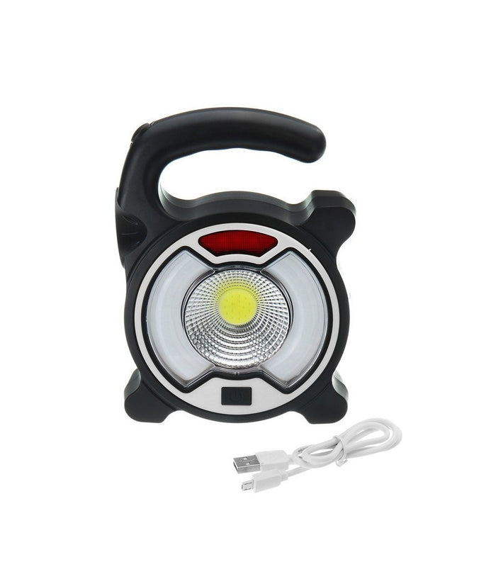 Torcia Led Cob Emergenza Luce Faro Da Lavoro Ricaricabile Con Pannello Solare         