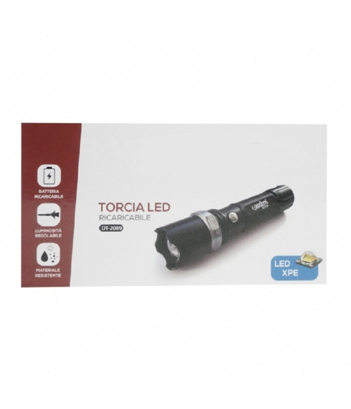 Torcia Led Cree T6 Ricaricabile Usb Auto Luminosita Regolabile Resistente Dt-2089         