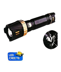 Torcia Led Elettrica Ricaricabile Alta Potenza Martelletto Rompi Vetro Auto Casa         