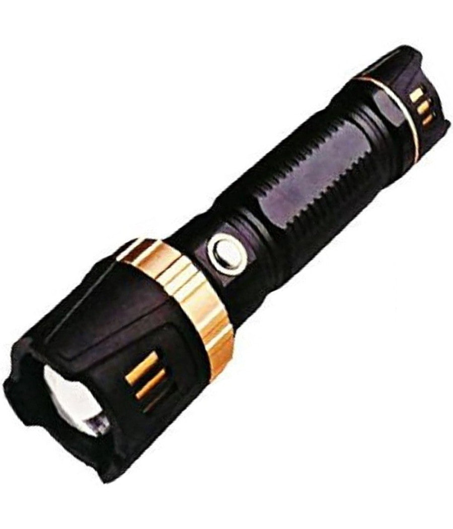 Torcia Led Elettrica Ricaricabile Alta Potenza Martelletto Rompi Vetro Auto Casa         