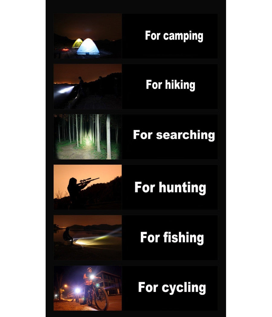 Torcia Led Militare Cree Tattica Con Zoom Ricaricabile Con Laser Rosso         