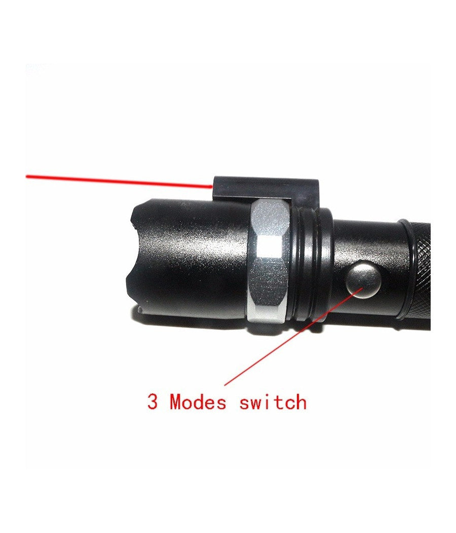 Torcia Led Militare Cree Tattica Con Zoom Ricaricabile Con Laser Rosso         