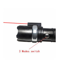 Torcia Led Militare Cree Tattica Con Zoom Ricaricabile Con Laser Rosso         