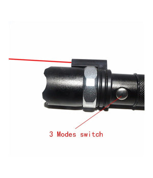 Torcia Led Militare Cree Tattica Con Zoom Ricaricabile Con Laser Rosso         