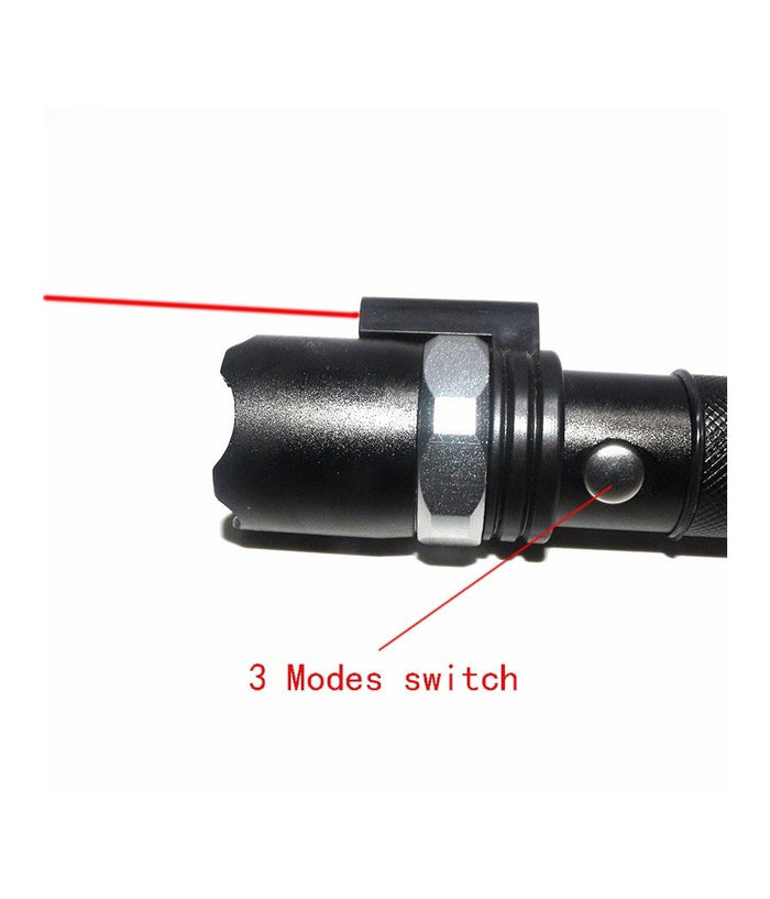 Torcia Led Militare Cree Tattica Con Zoom Ricaricabile Con Laser Rosso         