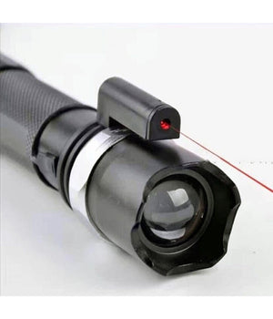 Torcia Led Militare Cree Tattica Con Zoom Ricaricabile Con Laser Rosso         