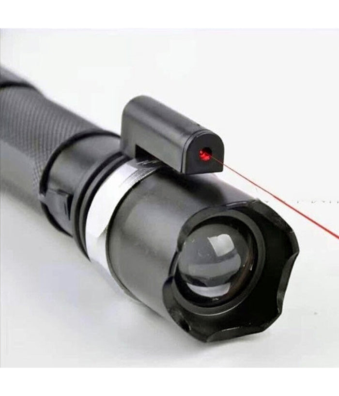 Torcia Led Militare Cree Tattica Con Zoom Ricaricabile Con Laser Rosso         