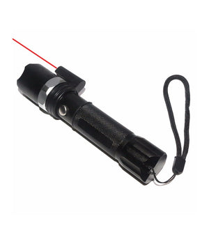Torcia Led Militare Cree Tattica Con Zoom Ricaricabile Con Laser Rosso         