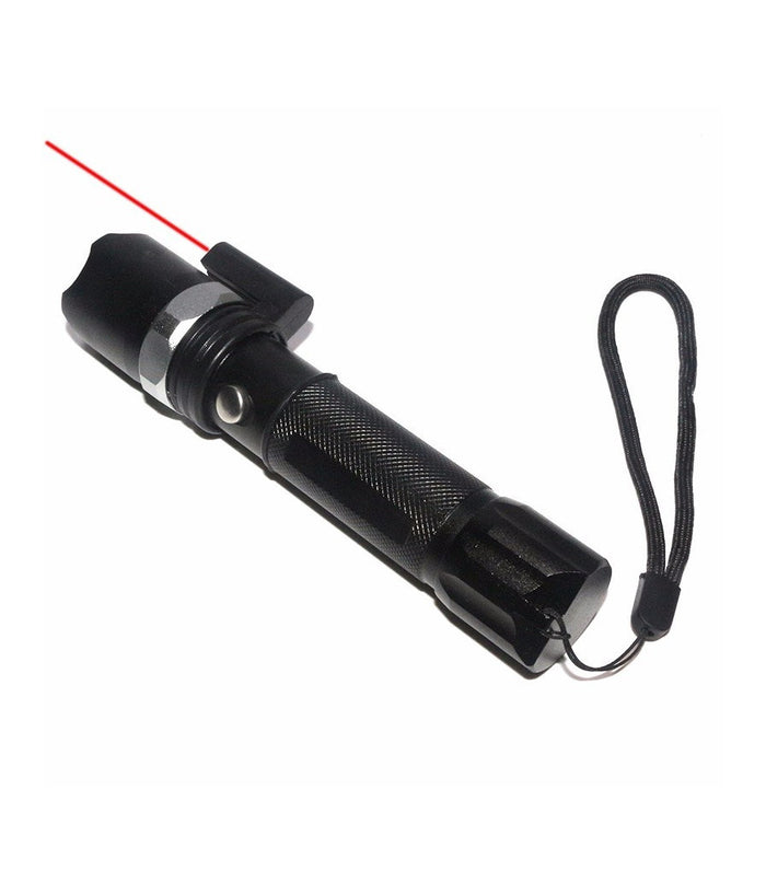 Torcia Led Militare Cree Tattica Con Zoom Ricaricabile Con Laser Rosso         