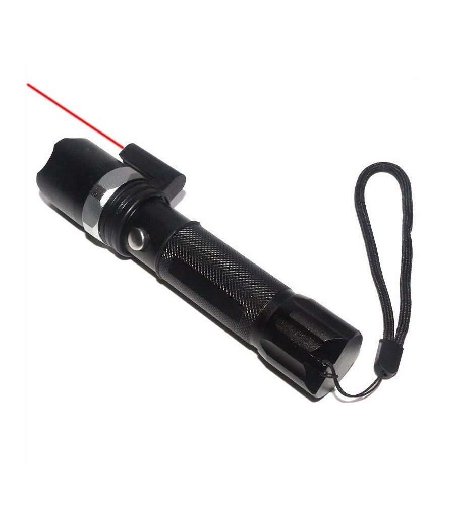 Torcia Led Militare Cree Tattica Con Zoom Ricaricabile Con Laser Rosso         